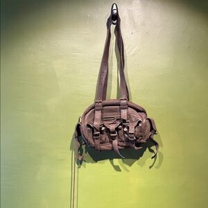 Jerome Dreyfuss Brown Twee Leather Shoulder Bag